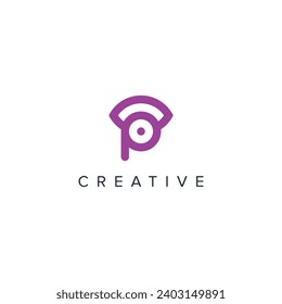 Abstract Eye Logo With P letter vector template.