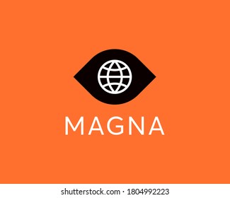 Abstract eye optic ophthalmology geometric logo icon design modern illustration. Minimal planet global web defense vector sign symbol mark logotype