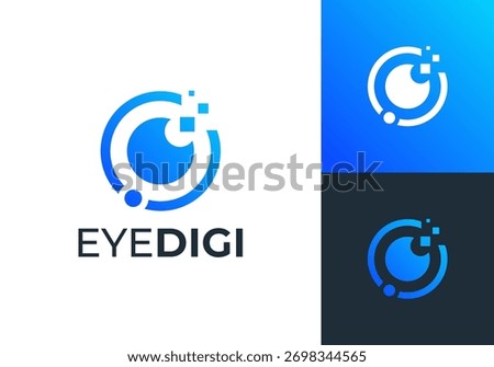 abstract eye pixel logo. vision lens digital technology icon design concept	
