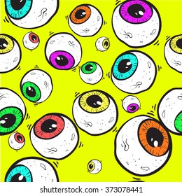 Abstract eye seamless pattern. Surrealism background.