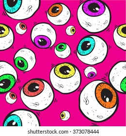 Abstract eye seamless pattern. Surrealism background.