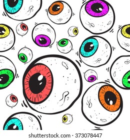 Abstract eye seamless pattern. Surrealism background.