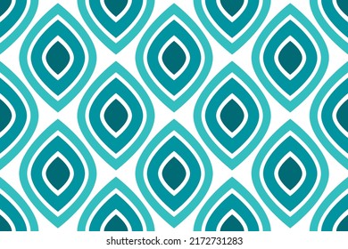 Abstract Eye Shapes Blue Seamless Pattern. Vector Illustration.