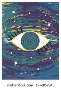 Abstract eye vector illustration. Wall art design. Mystical esoteric poster.