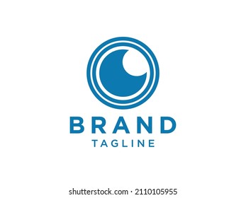 Abstract Eye Vision Logo. Blue Circle Shape Linear Geometric with Eyeball inside isolated on White Background. Usable for Business and Technology Logos. Flat Vector Logo Design Template Element
