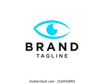 Resumen del logotipo de Visión Ocular. Arte de la Línea de Silhouette de Ojos Azules con Ojos en el interior aislado en fondo blanco. Usable para logotipos de empresas y marcas. Elemento de plantilla de diseño de logotipo de vectores planos.
