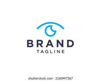 Abstraktes Eye-Vision-Logo. Augensymbol der blauen geometrischen Linie mit Eyeball einzeln auf weißem Hintergrund. Für Unternehmens- und Branding-Logos geeignet. Flaches Vectorlogo-Design-Vorlagenelement.