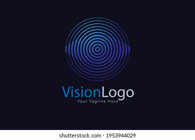 Abstract Eye Vision Logo, circle line with eye icon inside , Flat Vector Logo Design Template, vector illustration