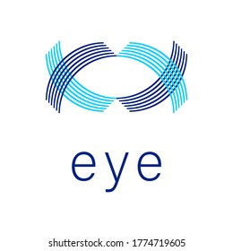 Abstract eye vision logo design vector template. Sight logotype concept creative idea. Sign, symbol, icon, pictogram modern Ophthalmology, optics, lenses, eye care and health. Vector illustration.