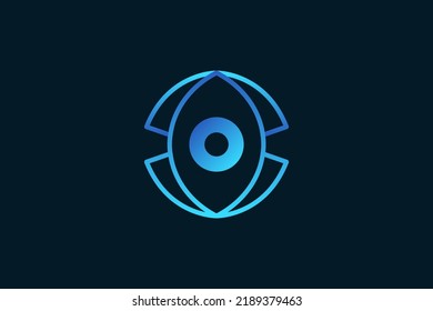 Abstract Eye Vision Logo. Eye Logo Design with Blue Line Concept, Suitable for Business and Technology Brand Identity