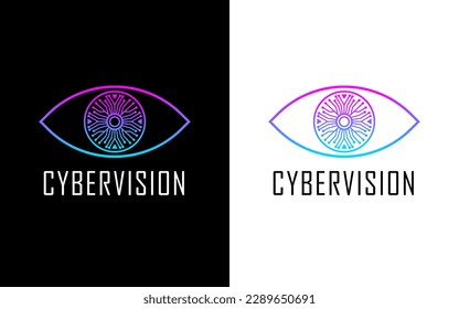 Resumen del logotipo de Visión Ocular. con forma visual digital. Usable para Logos de Negocios y Tecnología. Elemento de plantilla de diseño de logotipo de vectores planos