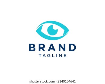 Abstract Eye Vision Logo. Green Geometric Shape Infinity with Circle Eyeball inside isolated on White Background. Usable for Business and Technology Logos. Flat Vector Logo Design Template Element.