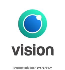 Resumen Logotipo Eye Vision.Geométrico lineal azul con forma de flecha aislado en fondo azul.Usable para logotipos empresariales y tecnológicos.Elemento de plantilla de diseño con logotipo de vectores planos