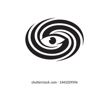 Abstract Eye Vortex: Monochrome Swirl Design, Powerful and Mysterious, Corporate Branding Graphic