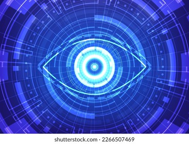 Abstract eyeball robot technology computer communication. Artificial intelligence forecast the future concept. Camera scan digital innovation background graphic vector
