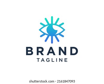 Abstraktes Eyelash-Logo. Blau-Linearstil einzeln auf weißem Hintergrund. Für Geschäfts- und Beauty-Logos geeignet. Flaches Vectorlogo-Design-Vorlagenelement.
