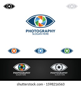 Abstract Eyes Camera Photography Logo Icon Vector Design Template