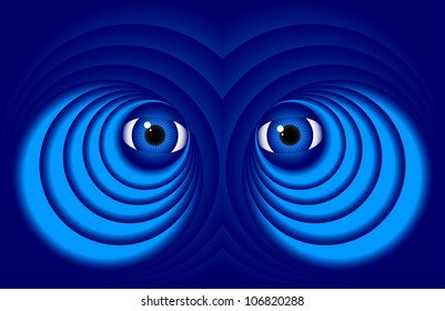 Abstract eyes on a dark blue background.