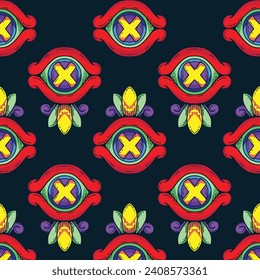 abstract eyes and ornament hand drawn style pattern