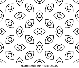 Resumen de ojos sin fisuras sobre fondo blanco. Ilustración vectorial. Icono de contorno ocular.
