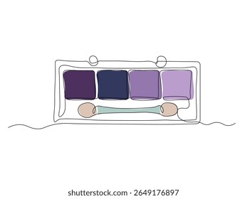 Abstract Eyeshadow Palette, continuous single one line art hand drawing sketch logo 
