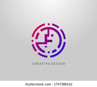 Abstract F Letter Logo. Modern Circle Network Technology Logo Design