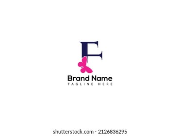 Abstract F letter modern initial lettermarks butterfly logo design