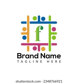 Resumen de la letra F diseño moderno de marcas de papel iniciales