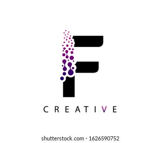 Abstract F Letter , Molecules F technology logo design.
