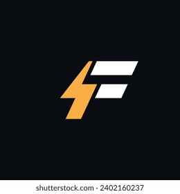 Abstract F letter volt logo design - vector.