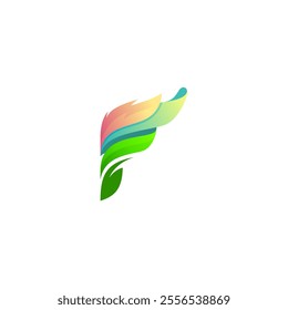 Abstract F logo colorful, Letter F design 3d colorful