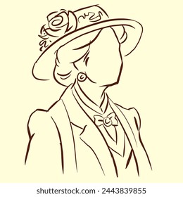 Abstract f Victorian woman vector for card, decoration, illustration