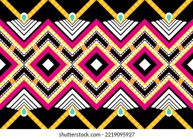 Abstract, Fabri , geometric ethnic pattern seamless flower color oriental. Background, Design for fabric, curtain, carpet, wallpaper, clothing, wrapping, Batik, vector illustration ,carpet.