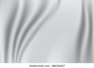 Abstract fabric background. White and grey silk fabric and wave background. copy space