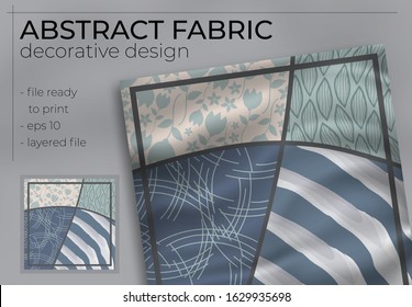 Abstract Fabric Decorative Design with Realistic Mock up for Printing Production. Hijab , Scarf , Pillow , etc.