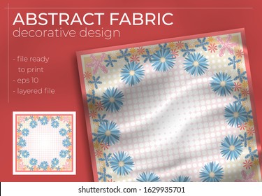 Abstract Fabric Decorative Design with Realistic Mock up for Printing Production. Hijab , Scarf , Pillow , etc.