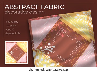 Abstract Fabric Decorative Design with Realistic Mock up for Printing Production. Hijab , Scarf , Pillow , etc.