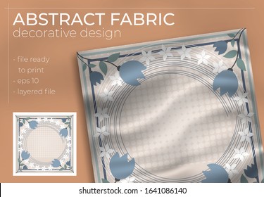 Abstract Fabric Decorative Design with Realistic Mock up for Printing Production. Hijab , Scarf , Pillow , etc.