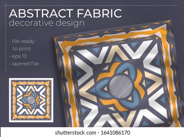 Abstract Fabric Decorative Design with Realistic Mock up for Printing Production. Hijab , Scarf , Pillow , etc.