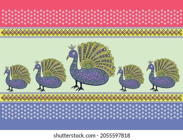 Abstract fabric design of Peacock colourful background Vector Design illustration