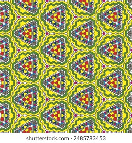Abstract fabric images combine natural and geometric shapes.