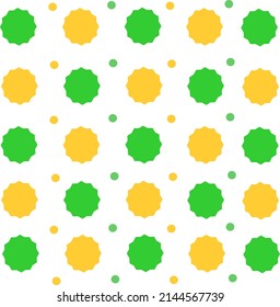 Abstract Fabric Pattern Background Vector with 12 polygons or yellow-green explosion sparks and yellow-green dots.