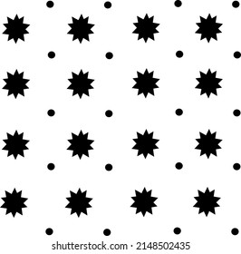 Abstract Fabric Pattern Background Vector with 10 star patterns or black  explosion sparks and black dots.