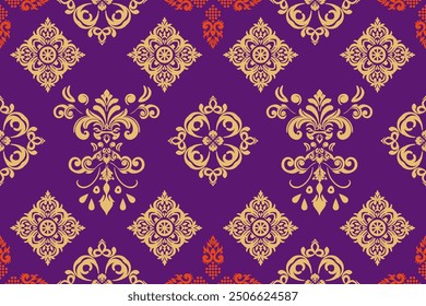 Abstract fabric pattern design, purple, yellow, non-abstract flower, hole pattern design for fabric pattern, pants, pillows, blankets and more.