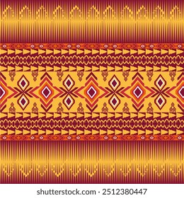 Patrón de tela Abstractas, diseño de patrón geométrico Las líneas se alternan, utilizando rojo, amarillo y naranja para mezclar maravillosamente. Para decorar patrones de tela, sarongs, camisas, bolsas de tela, cubiertas de libros y