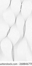 Abstract Fabric Texture with Black wavy lines on White Background