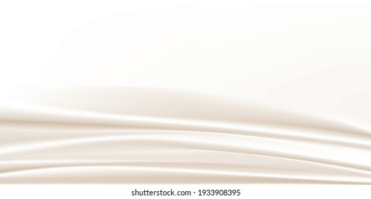 Textura abstracta del fondo vectorial de la textura del tejido.Tejido dorado de lujo o ola líquida.Leche ondulada ondulada. Hermoso y elegante fondo crema.Seda brillante y suave.Onda suave de tela. Asas de raso o algodón.