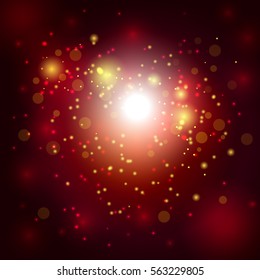 Abstract fabulous space background with glowing particles