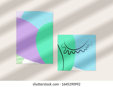 Abstract face art one line continuous drawing. Woman fashion logo portrait. Free hand sketch. Minimal poster or print mock up with shadow overlay. Contemporary trendy card or flyer design template.