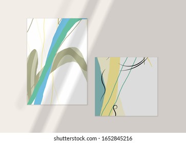 Abstract face art one line continuous drawing. Woman fashion logo portrait. Free hand sketch. Minimal poster or print mock up with shadow overlay. Contemporary trendy card or flyer design template.